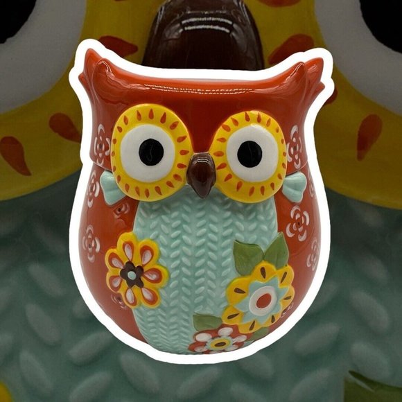Colorful Owl Ceramic Cookie Jar Kitchen Storage Food Storage Farmhouse Decor - Picture 4 of 16